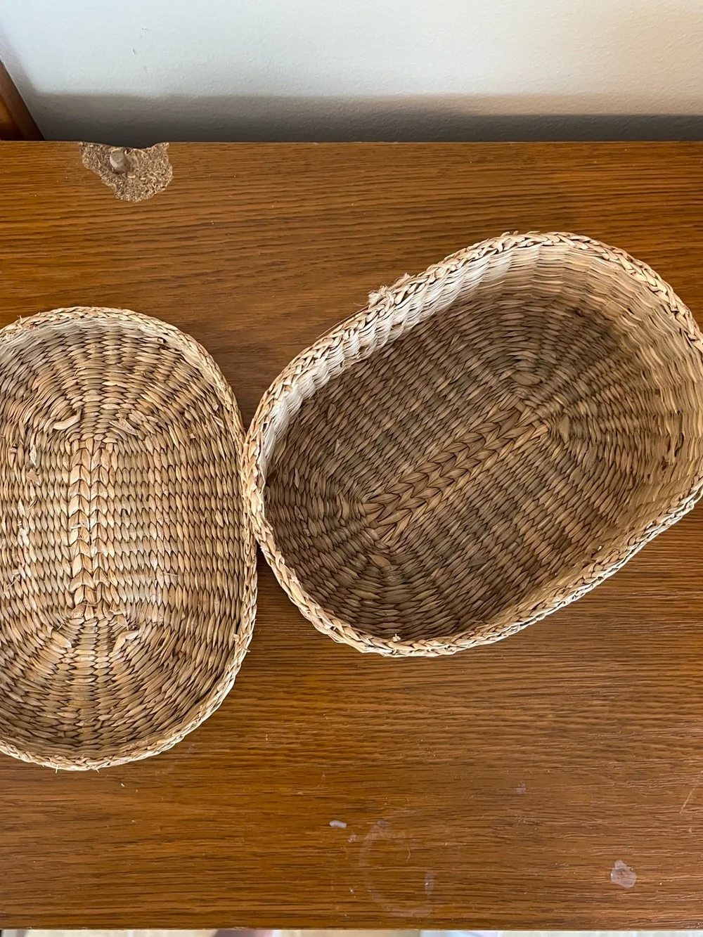 Woven Oval Lidded Storage Basket - Natural